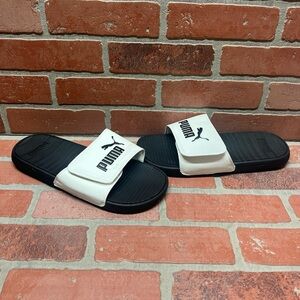 PUMA ‘Cool Cat 2.0 V’ White/Black Adjustable Slide Sandals Men’s Size 10